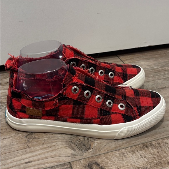 BLOWFISH Malibu Play Red Grand Canyon Buffalo Plaid Slip-On Shoes Womens Size 9 - Picture 3 of 6